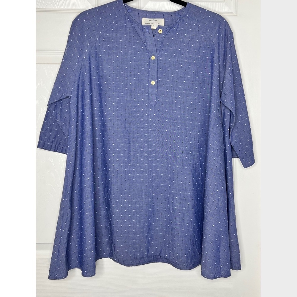 Trovata Birds of Paradis Blouson Blue Blouse WomenTop Sz S